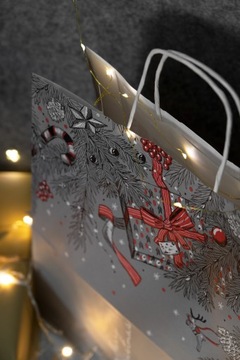 TORBA ŚWIĄTECZNA 32x16x38 cm DUŻA XXL PREMIUM Merry Christmas Zestaw 5 szt.