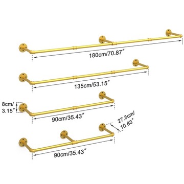 Металлическая настенная вешалка для одежды, штанга LOFT, 180 см