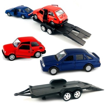 POLONEZ + FIAT 126P + LAWETA WELLY 1:34