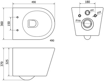 УНИТАЗ MEXEN RICO БЕЗОБЕДНИК ТОРНАДО МЕДЛЕННО ЗАКРЫВАЮЩЕЕСЯ СИДЕНЬЕ ДЮРОПЛАСТ SLIM