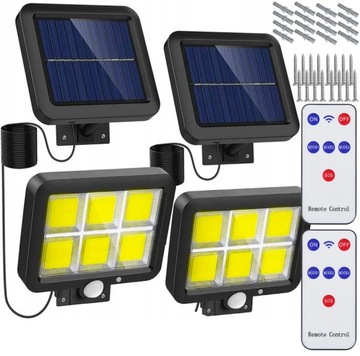 2x LAMPA SOLARNA ULICZNA Z CZUJNIKIEM RUCHU I ZMIERZCHU OGRODOWA ELEWACYJNA