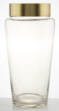 Ваза стеклянная, прозрачная, золото, 25 см.