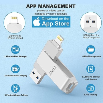 iDiskk 128 GB pamięci flash USB dla iPhona iPada