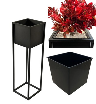 Kwietnik metalowy na kwiaty stojący loft skrzynka 70 cm + wkład plastikowy