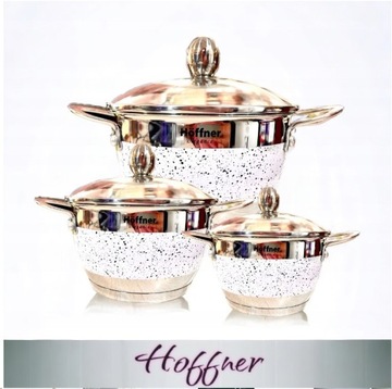 Набор горшков Höffner HF -4452 из нержавеющей стали - 3 штуки с крышками