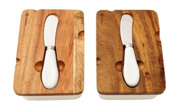 МАСЛЕНКА С ЛЕЗВИЕМ ДЕРЕВЯННЫЙ ФАРФОР БЕЛАЯ СТАЛЬ.