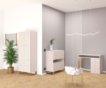 ZESTAW MEBLI LOFT DO POKOJU SYPIALNI BIURKO SZAFA REGAŁ PŁYTA KASZMIR