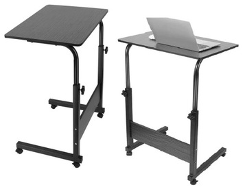 STOLIK POD LAPTOPA MOBILNY CZARNY STOLIK KAWOWY REGULACJA