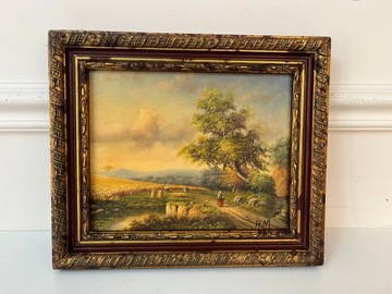 OBRAZ ZŁOTA RAMA - ŻNIWA - 32 X 27 cm