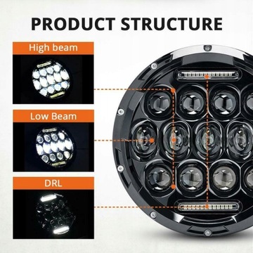 КОМПЛЕКТ ФАР МОТОЦИКЛ ПЕРЕДНИЙ ФОНАРЬ LED 7IN