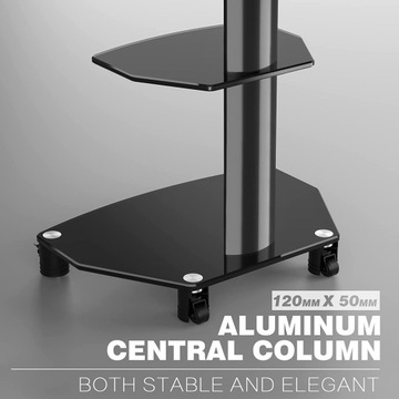 ПОДСТАВКА ДЛЯ ТВ 27-60 ДЮЙМОВ, КОЛЕСА, 2 ПОЛКИ, 50 КГ.