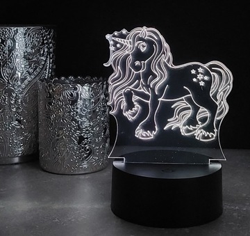 НОЧНИК ЕДИНОРОГ KONIK 3D LED RGB + ПУЛЬТ ДУ