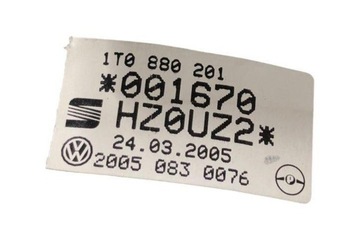 AIRBAG ŘIDIČE VW TOURAN (1T1, 1T2) 1T0880201 2.0L DIESEL 100KW 2005