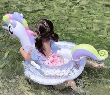 KOŁO Z SIEDZISKIEM DLA DZIECI JEDNOROŻEC DMUCHANY MATERAC NA BASEN PLAŻĘ