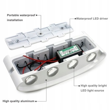 НАСТЕННЫЙ СВЕТИЛЬНИК ВВЕРХ ВНИЗ НАСТЕННЫЙ СВЕТИЛЬНИК LED 8LED IP65 8W!