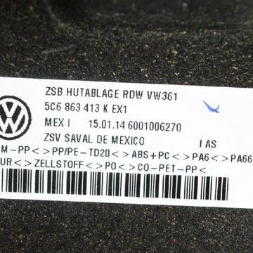 POLIČKA KUFRU VW JETTA MK6 (162, 163) 5C6863413K 2.0L DIESEL 103KW 2014
