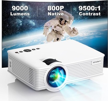 Mini projektor Miden 9000 lumenów 1080P, HDMI, VGA, USB