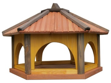 Большая кормушка для птиц, сделанных из деревянного красного K60 XXL, с садовой подставкой