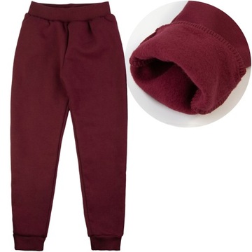 GRUBE SPODNIE OCIEPLANE bordo 104 z meszkiem