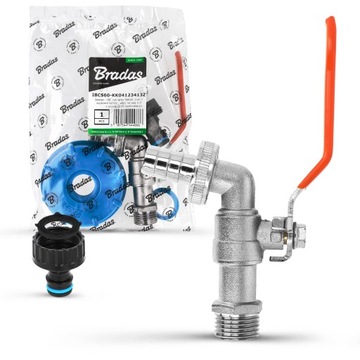 Кран для резервуара IBC емкостью 1000 л ДЛЯ МАУЗЕРА СО ШЛАНГОМ 1/2x3/4, заглушка впускного клапана