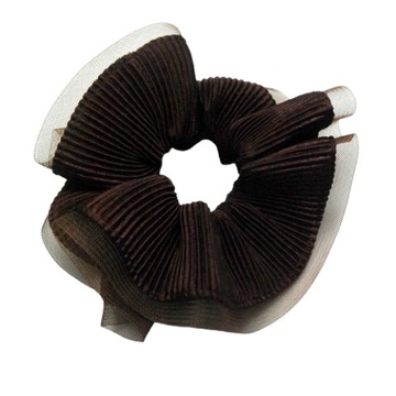 Gumka / scrunchie do włosów brązowa ozdobna