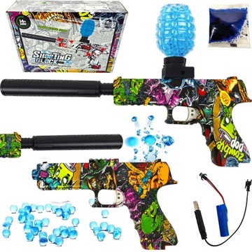PISTOLET NA KULKI WODNE ŻELOWE AUTOMATYCZNY + TŁUMIK GLOCK AKUMULATOR USB