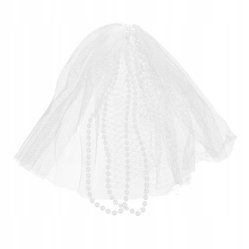 Bride Krótki welon z perłami Pałąk Elegancki Mesh