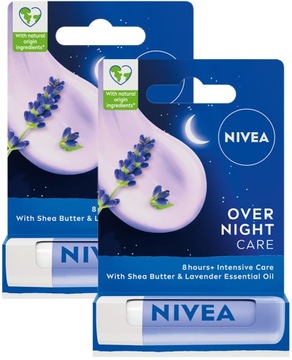 NIVEA Pomadka ochronna do ust 2x Overnight Care Zestaw
