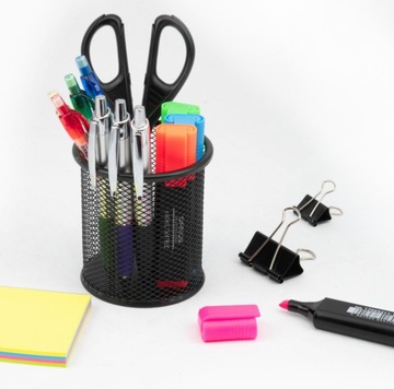 Kubek Przybornik na Biurko Metalowy Czarny Siatka