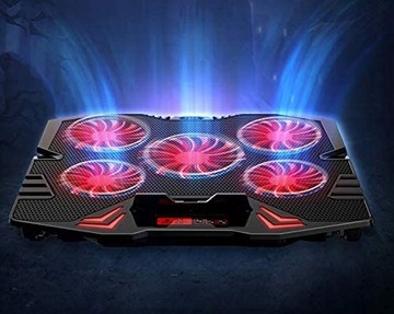 ОХЛАЖДАЮЩАЯ ПОДСТАВКА ДЛЯ НОУТБУКА СО СВЕТОДИОДНЫМ ДИСПЛЕЕМ, РЕГУЛИРУЕМАЯ 9–17 ДЮЙМОВ