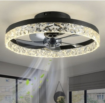 ŻYRANDOL WENTYLATOR SUFITOWY WIATRAK LAMPA CZARNA + tryb zimowy + PILOT