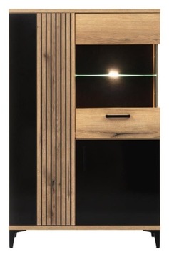Witryna ARIS06 88,5x39x139 dąb evoke/czarny LOFT