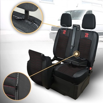 Чехлы на сиденья ТОРНАДО на Форд Транзит кастом с 2013 г. 1+2 красные, обычные