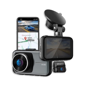 wideorejestrator kamera samochodowa 4k UltraHD PRZÓD TYŁ WiFi GPS MenuPL