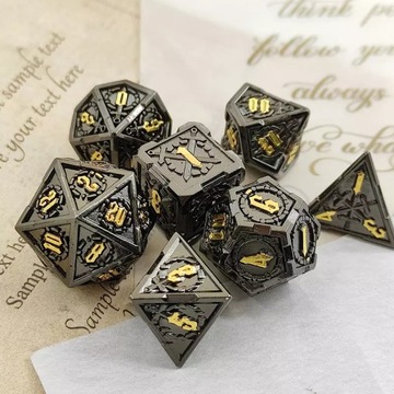 UPADŁY PALADYN ZESTAW 7 METALOWYCH KOŚCI RPG