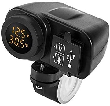 ŁADOWARKA USB Z WOLTOMIERZEM TERMOMETREM MOTOCYKLA