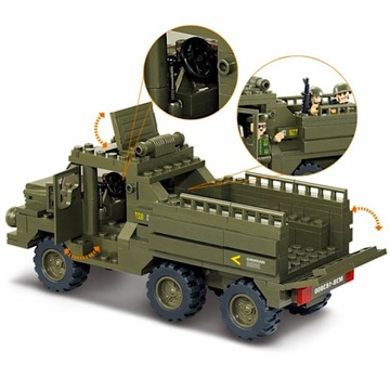 Кирпичи АМЕРИКАНСКИЙ ВОЕННЫЙ ГРУЗОВИК М939, Армейский Транспортер + 4 фигурки