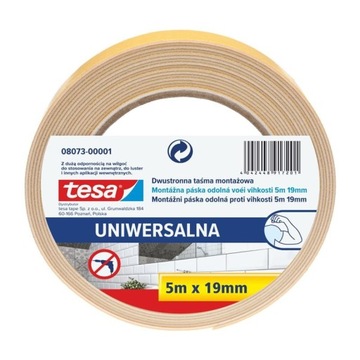 Tesafix Dwustronna Taśma Montażowa Piankowa Samoprzylepna Mocna 5m x 19mm