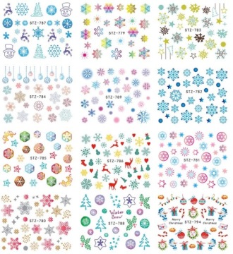 Водные наклейки для ногтей Рождественские снежинки H61
