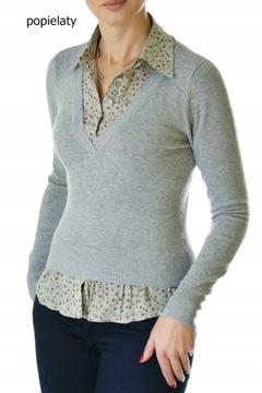 Sweter 2w1 bluzka koszula kwiaty 1094#