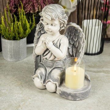 БОЛЬШАЯ СЕРАЯ СВЕЧА + СВЕЧА, ГИПСОВАЯ ФИГУРКА ГРОБНИЦЫ, СВЕТОДИОДНАЯ ЛАМПА 3XAAA