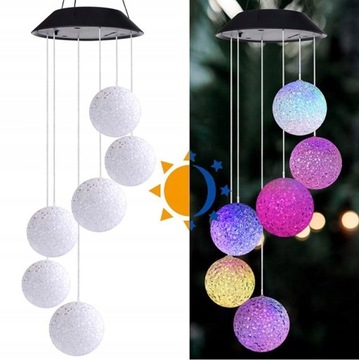 LAMPKA SOLARNA ZAWIESZKA KULECZKI LED RGB GIRLANDA