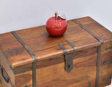 Индийский колониальный сундук из массива дерева, светло-коричневого цвета.