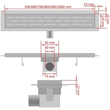 Линейный желоб vidaXL 530x140 мм, Нержавеющая сталь