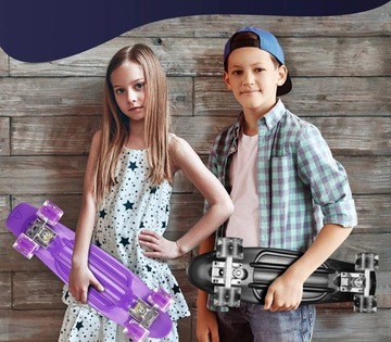 FISZKA СКЕЙБОРД ДЛЯ ДЕТЕЙ ABEC-7 СВЕТЯЩИЕСЯ КОЛЕСА СИД Сплошные цвета