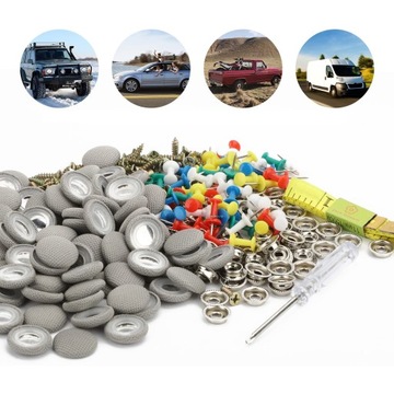 Ремкомплект обивки потолка автомобиля, заклепки серые клетчатые, 50 шт.