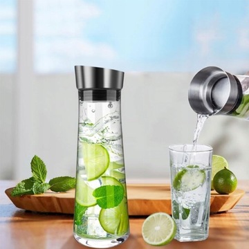 ГРАФИН ДЛЯ ВОДЫ 1Л С КРЫШКОЙ КУВШИН ДЛЯ НАПИТКОВ ВОДА СОК ЛИМОНАД МОЛОКО