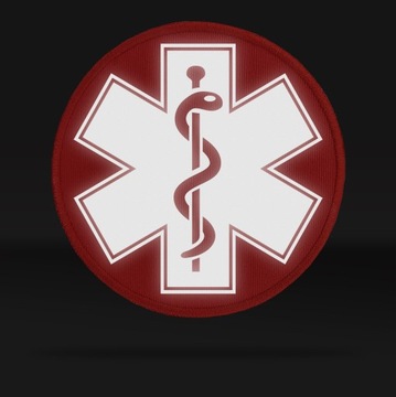 КРАСНАЯ СВЕТООТРАЖАЮЩАЯ НАШИВКА ESKULAP ЗВЕЗДА ЖИЗНИ