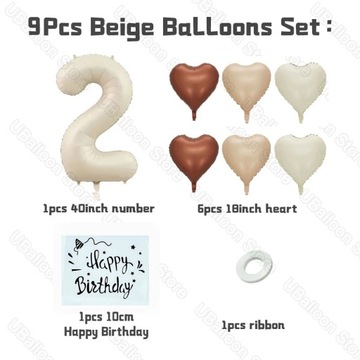 Juego de globos de cumpleaños de color Beige, pegatinas con nombre