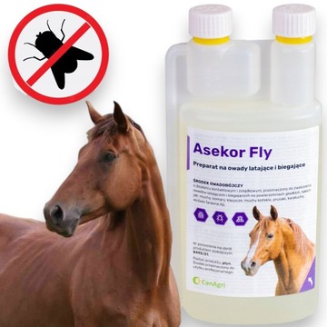 Preparat na Muchy Owady dla KONI Bezbarwny ASEKOR FLY 1L SUPER SKUTECZNY